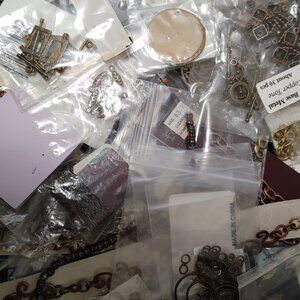 Large lot of jewelry and craft components - brass, gunmetal and base metal